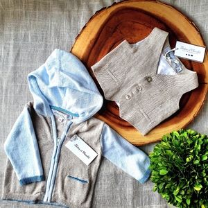 Knit Cardigan & Vest Mother of Pearl Tartine Et Chocolat Embroidered 0-3m